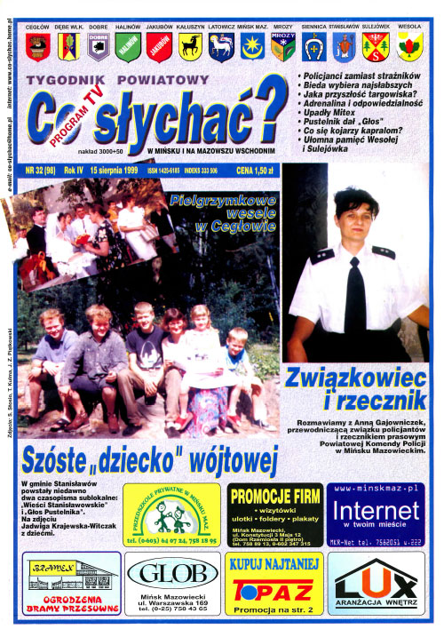 Okładka gazety Co słychać? - nr 32 (98) 1999